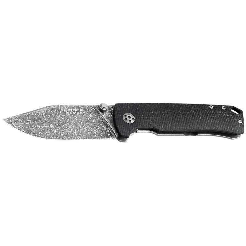 Boker 111103DAM Tiger-Damast Pocket 3.35" Damascus Blade Micarta Handle