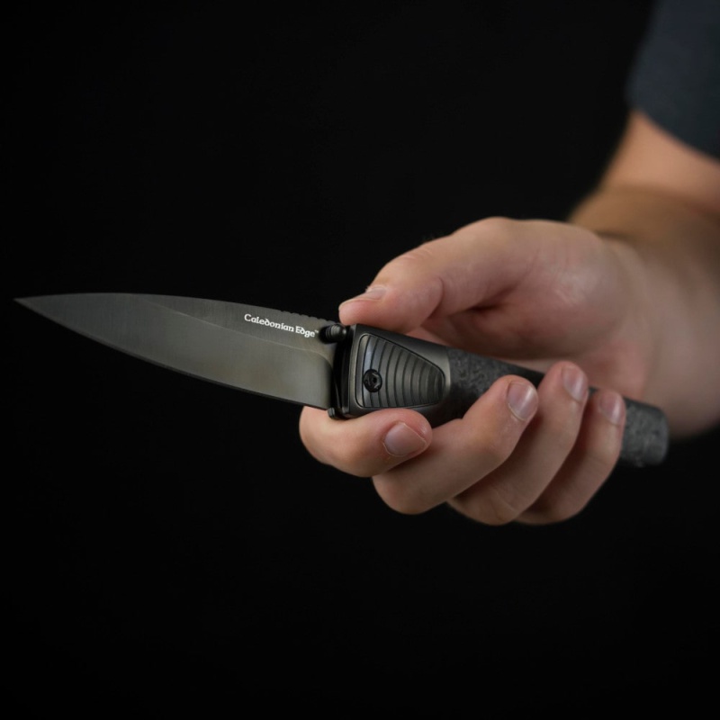 Cold Steel CSFL42CLD Caledonian 60 4.25" Folding Spear Point Plain Black Matte PVD CPM 20V SS Blade, Forged Carbon Fiber Handle